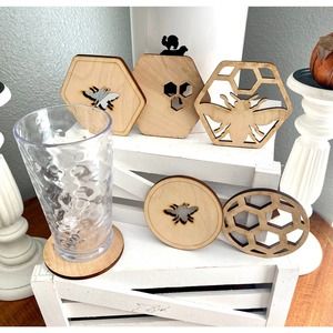 Set of 6 UNFINISHED Bee Inspired Coasters